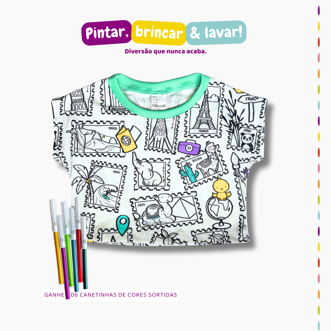 Cropped Viagem Colorida