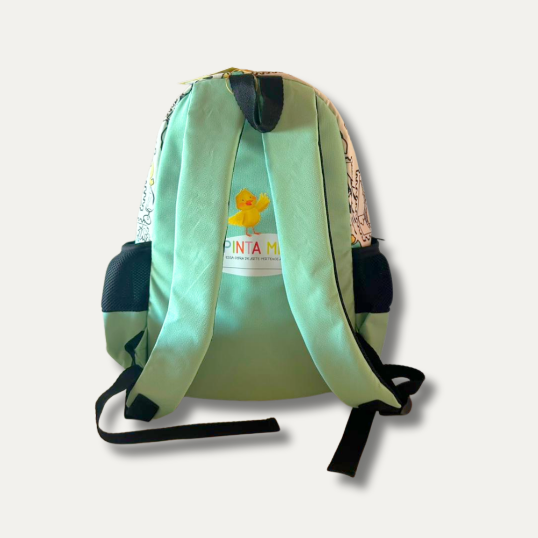 Mochila Infantil para Colorir Viagem Colorida + 6 canetinhas