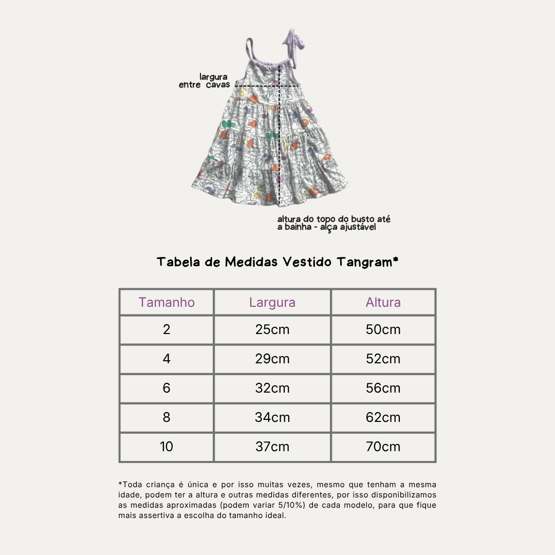 Vestido Infantil para Colorir Tangram + 12 canetinhas