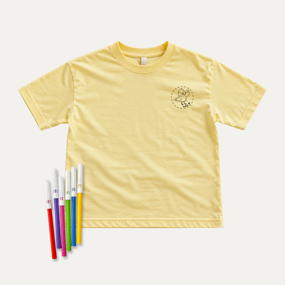 Camiseta Infantil VIRA! Obras de Arte + 6 canetinhas