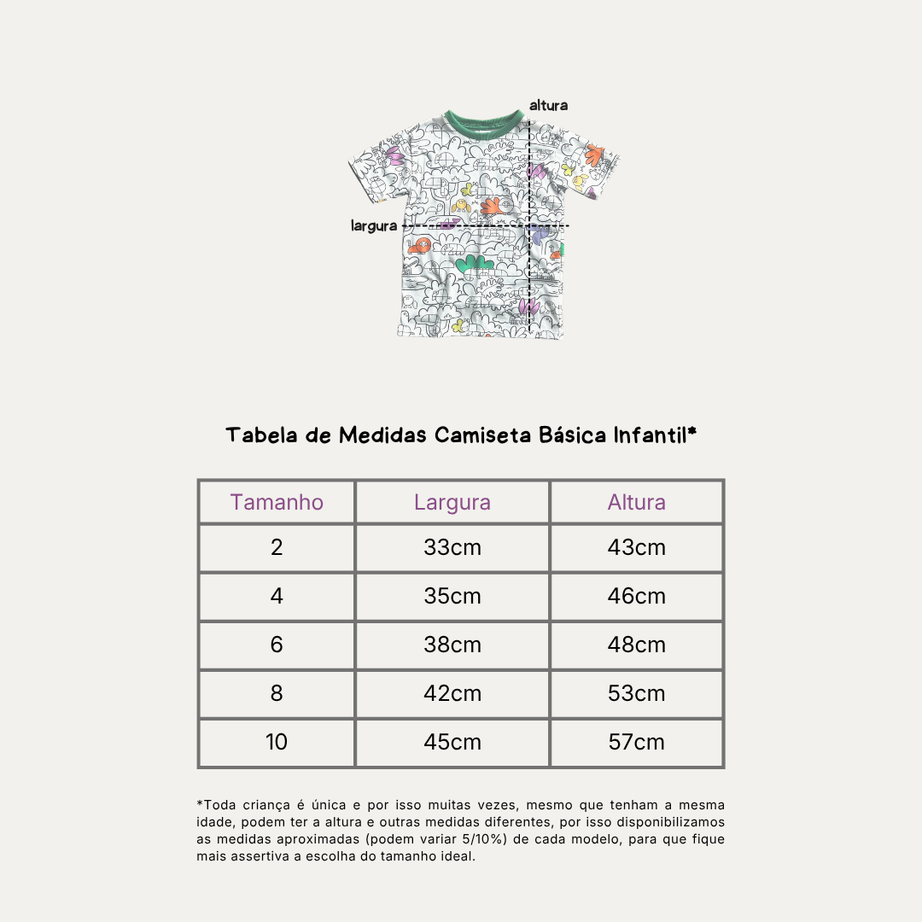 Camiseta Infantil para Colorir Tangram + 12 Canetinhas