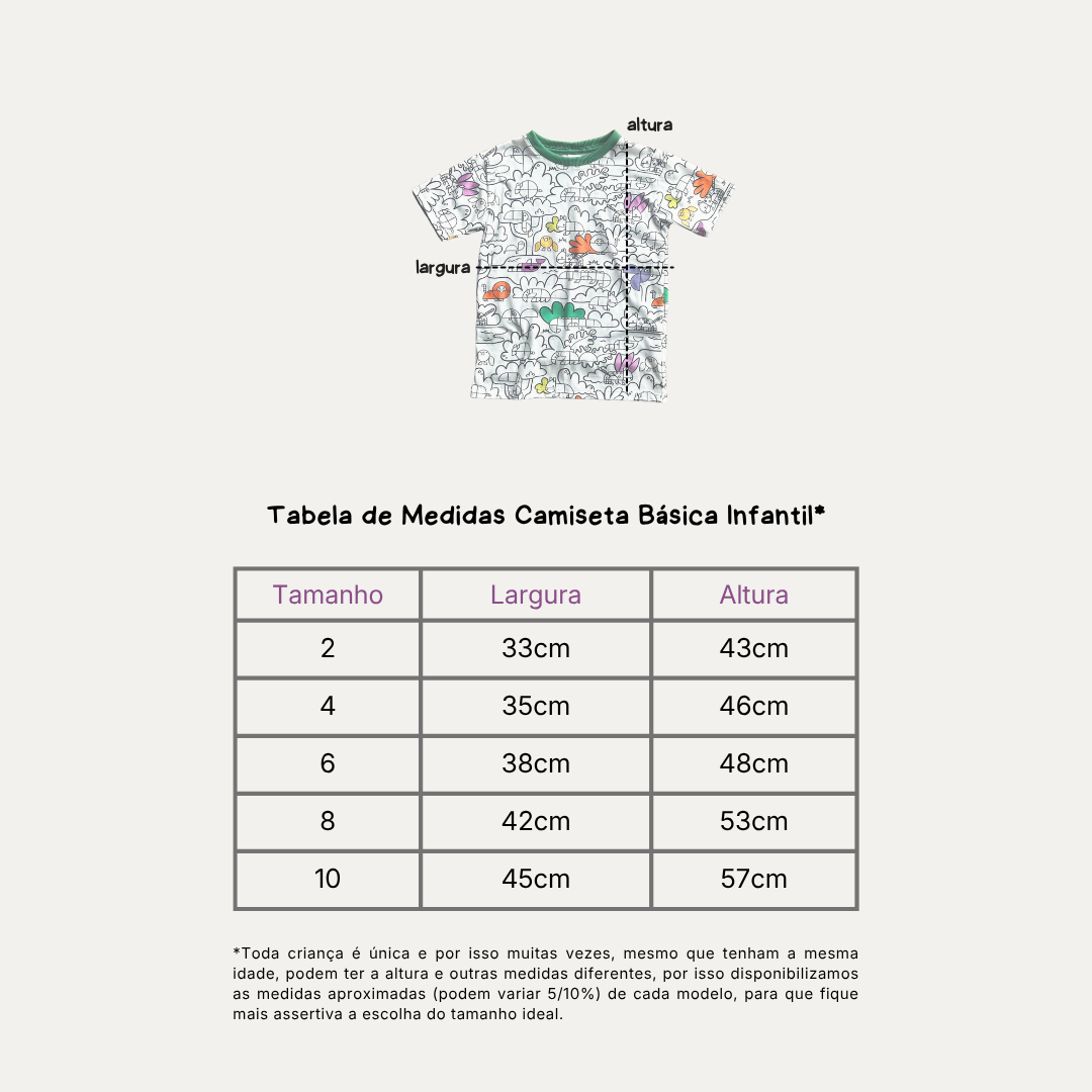 Camiseta Infantil para Colorir Tangram + 12 Canetinhas