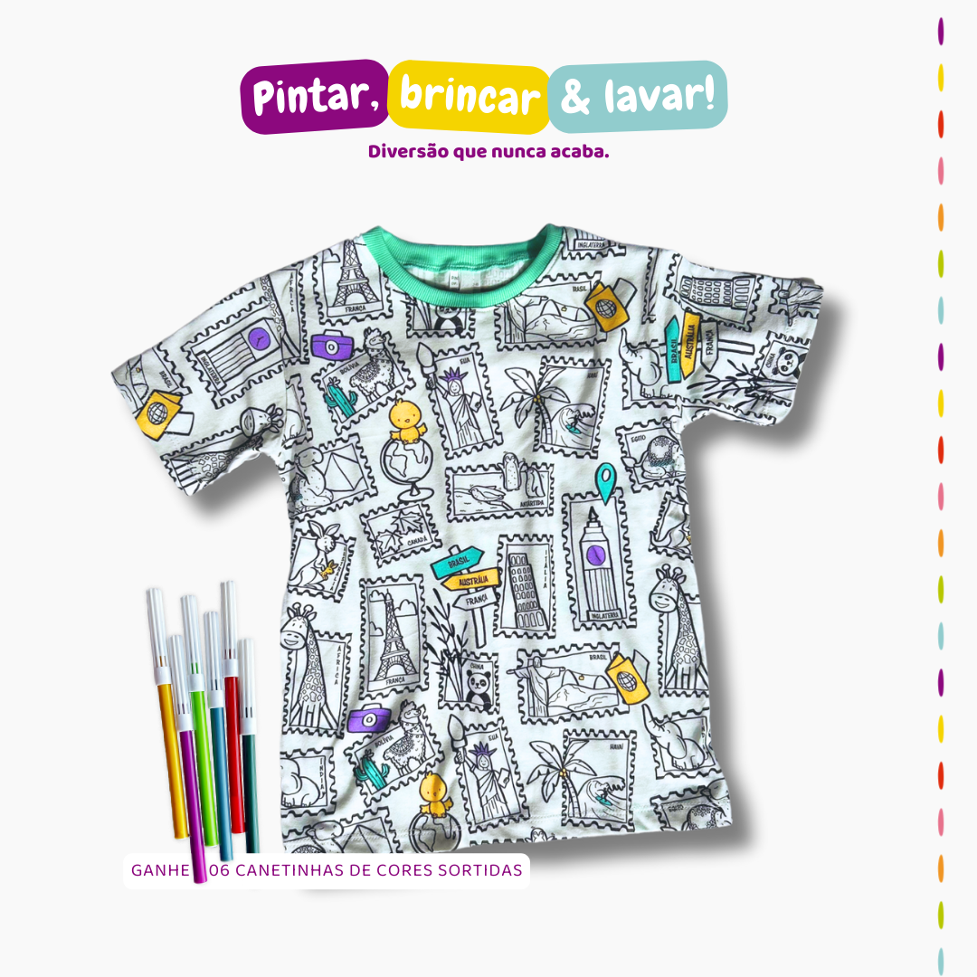 Camiseta Viagem Colorida