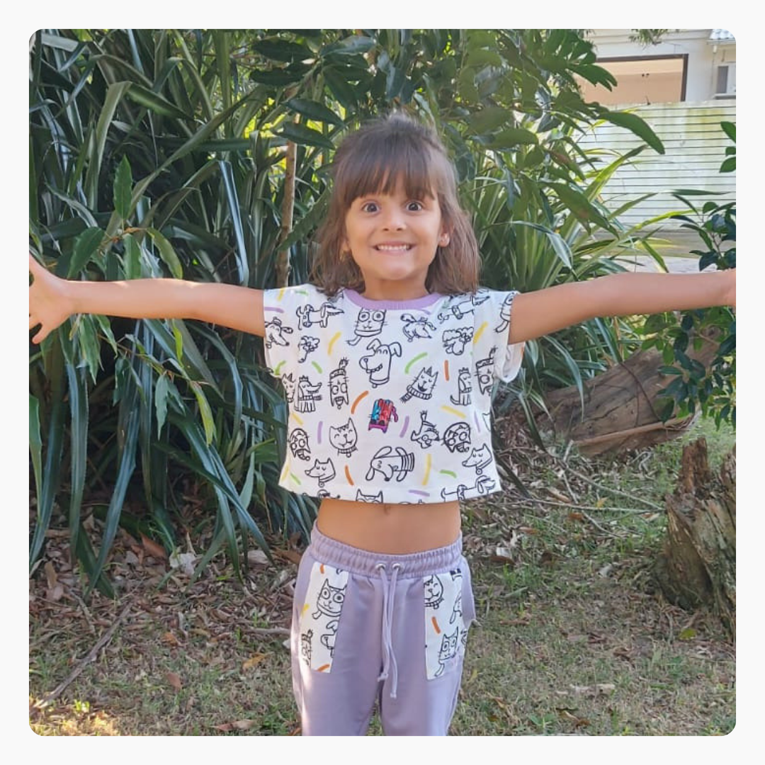 Cropped  Infantil para Colorir PETS + 6 canetinhas