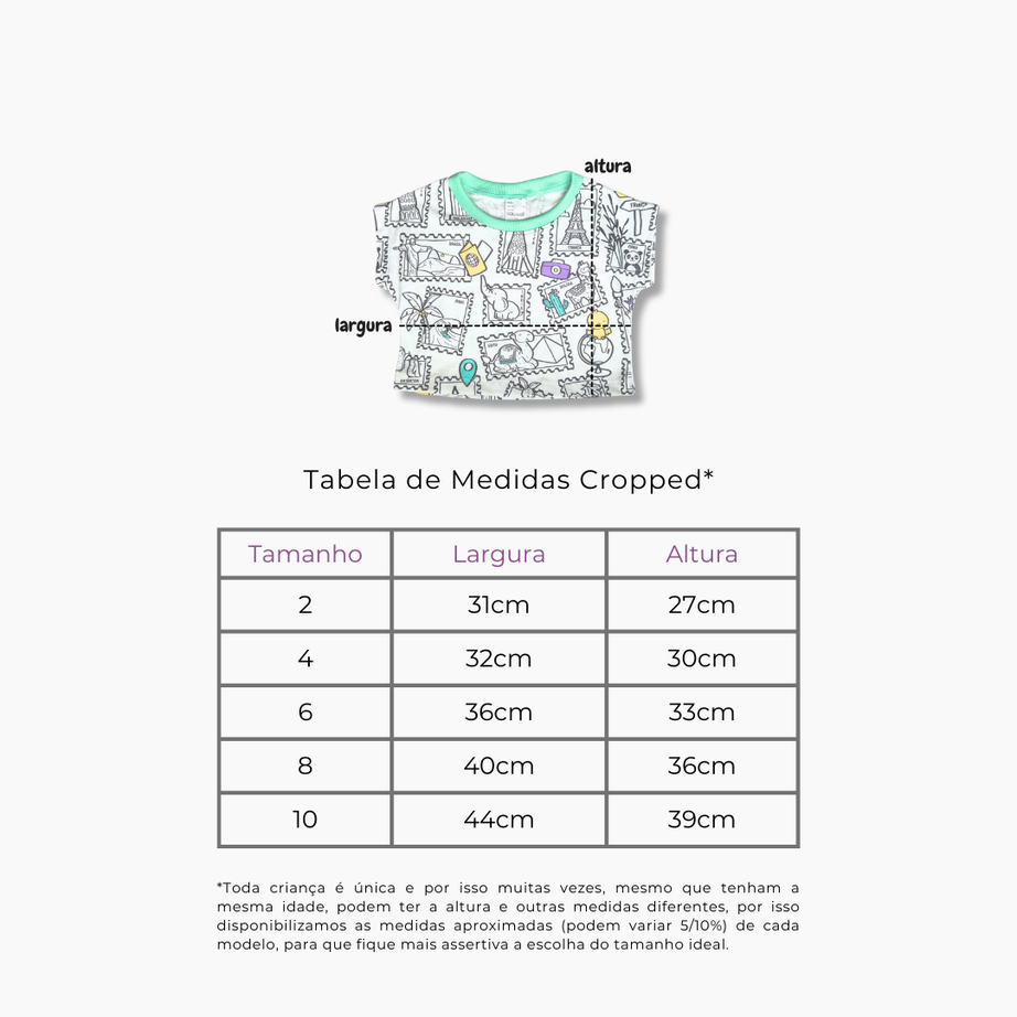 Cropped Viagem Colorida