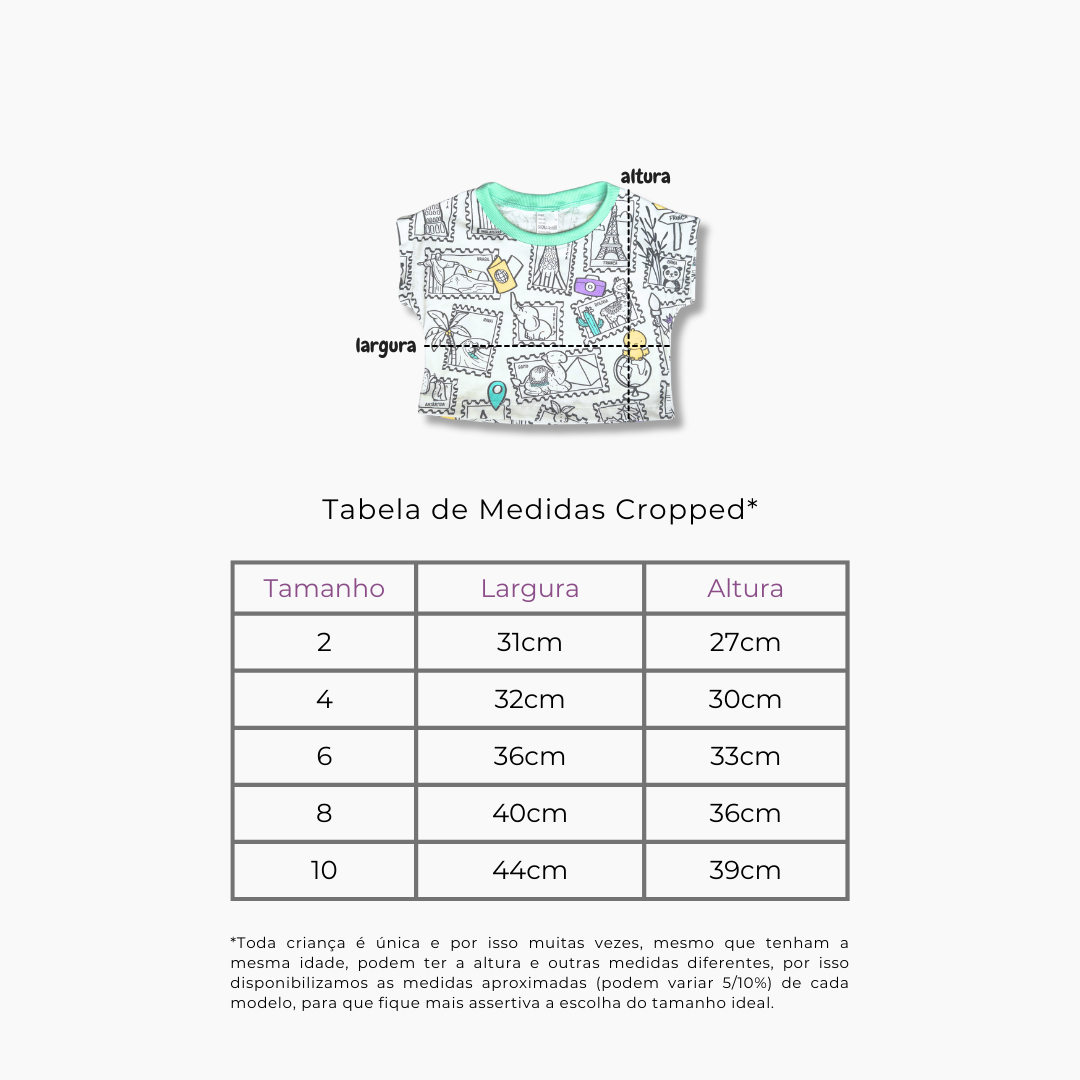 Cropped Viagem Colorida