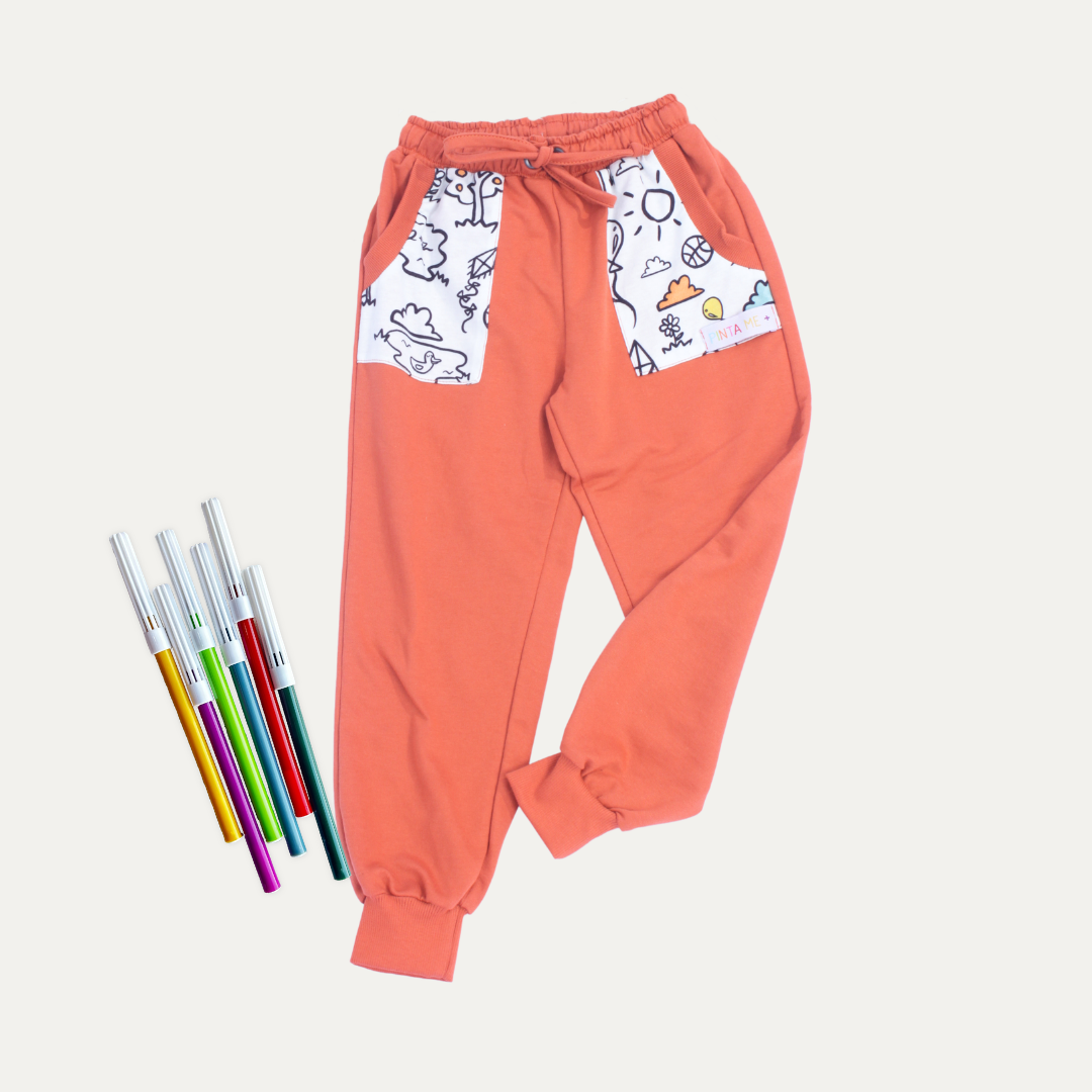 Calça Bolso Infantil para Colorir  DIA DE BRINCAR + 6 canetinhas