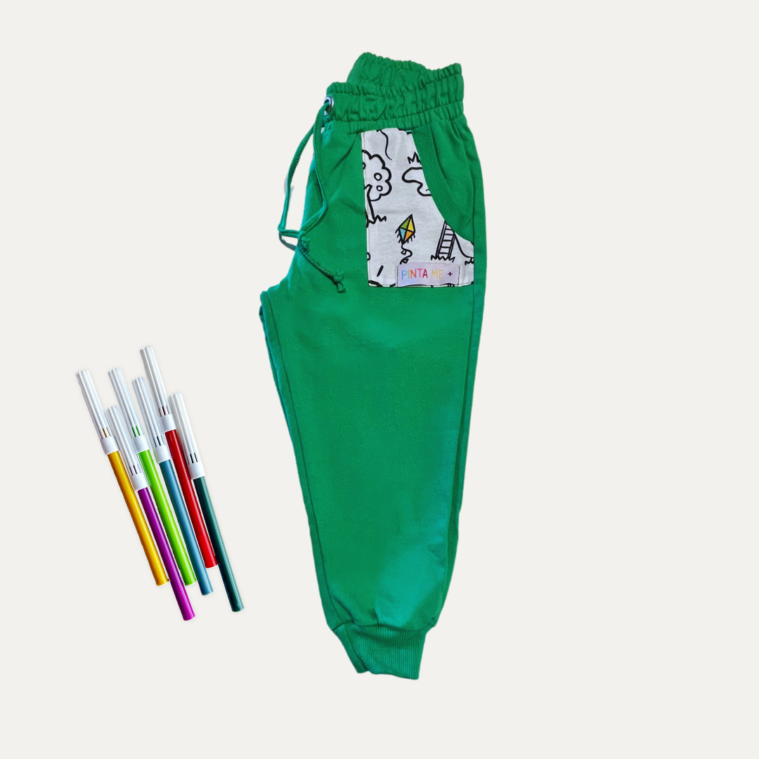 Calça Bolso Infantil para Colorir DIA DE BRINCAR + 6 canetinhas