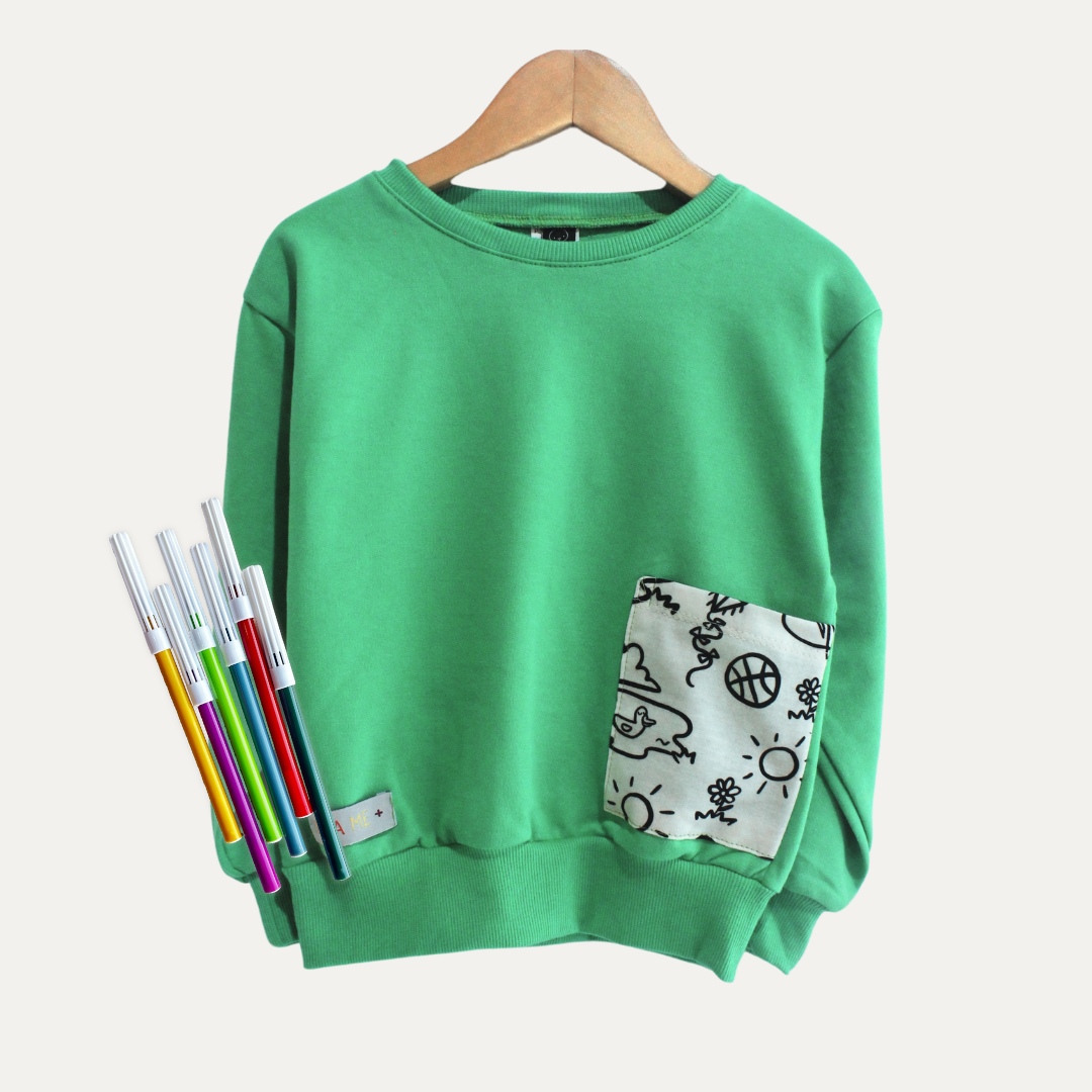 Moletom Bolso Infantil para Colorir  DIA DE BRINCAR + 6 canetinhas