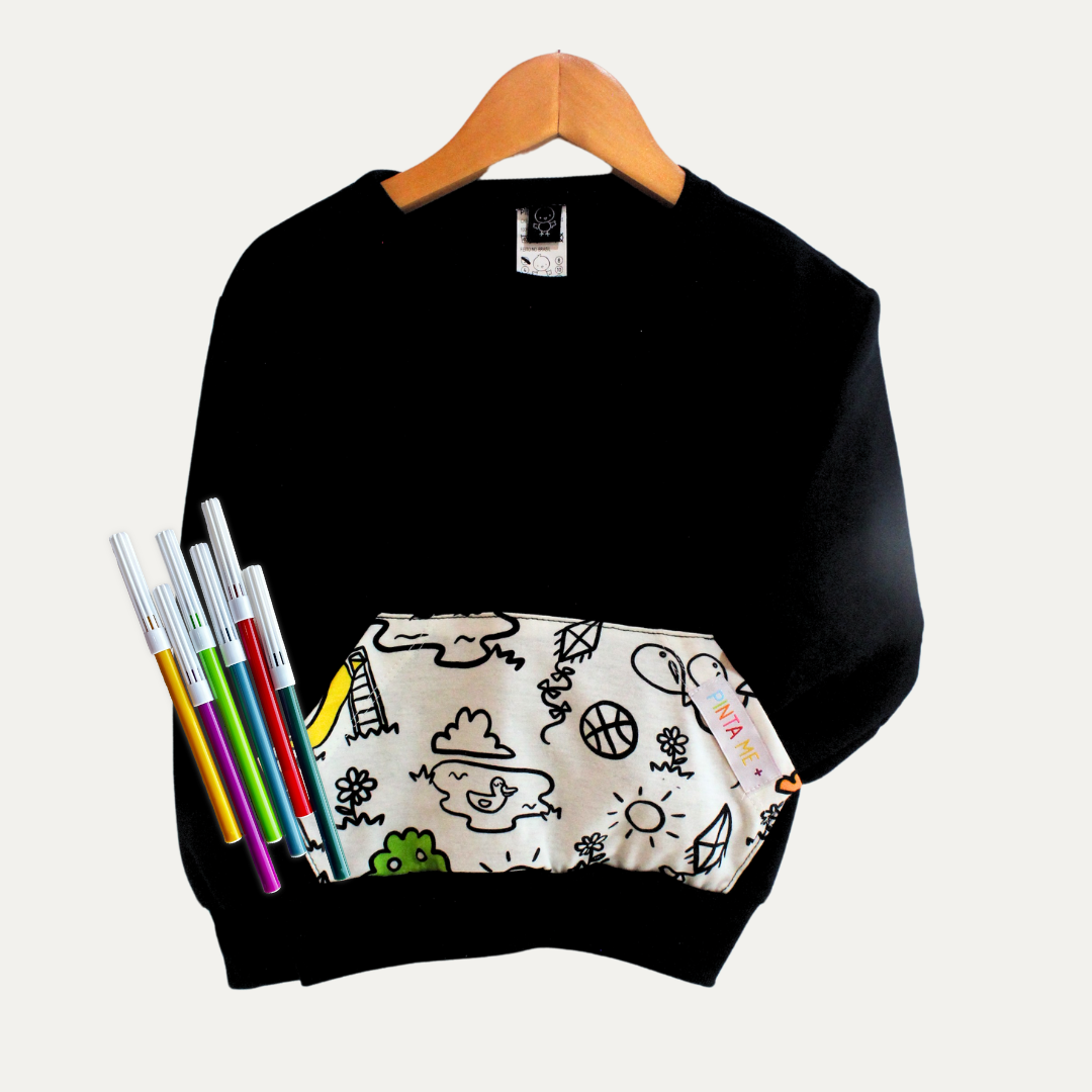 Moletom Canguru Infantil para Colorir  DIA DE BRINCAR + 6 canetinhas