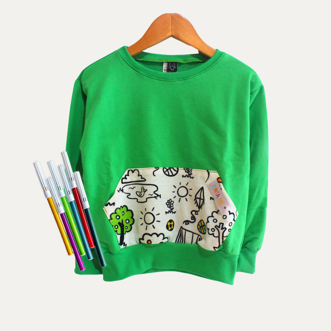 Moletom Canguru Infantil para Colorir DIA DE BRINCAR + 6 canetinhas