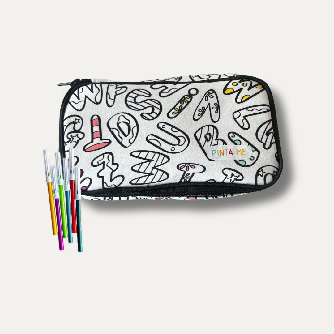 Estojo Big Infantil para Colorir Alfabeto da PINTA + 6 canetinhas
