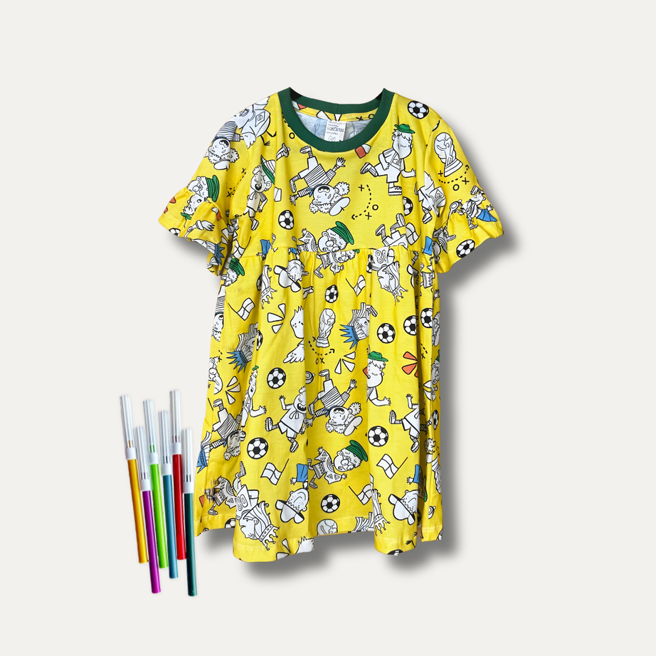 Vestido Infantil para Colorir  Copa do Mundo + 6 canetinhas