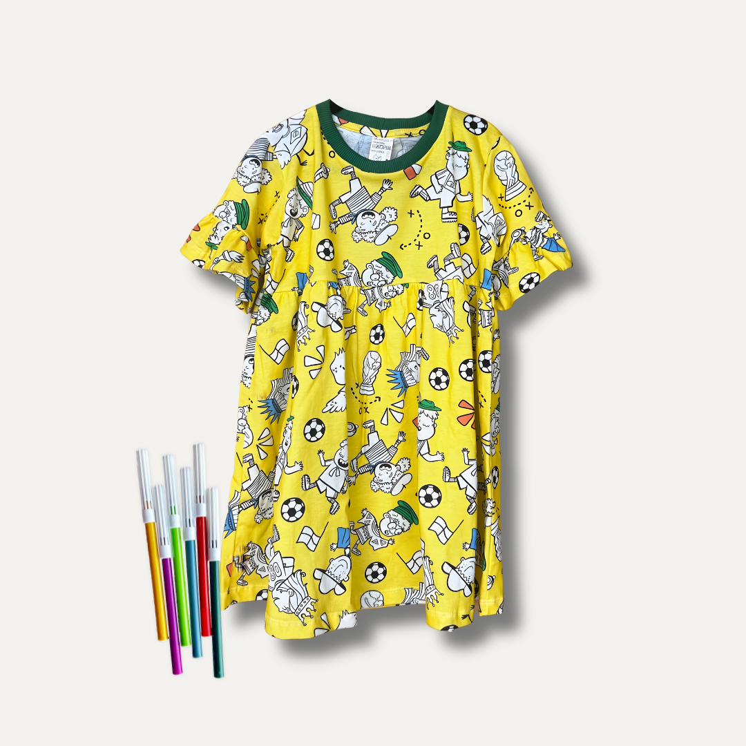 Vestido Infantil para Colorir  Copa do Mundo + 6 canetinhas