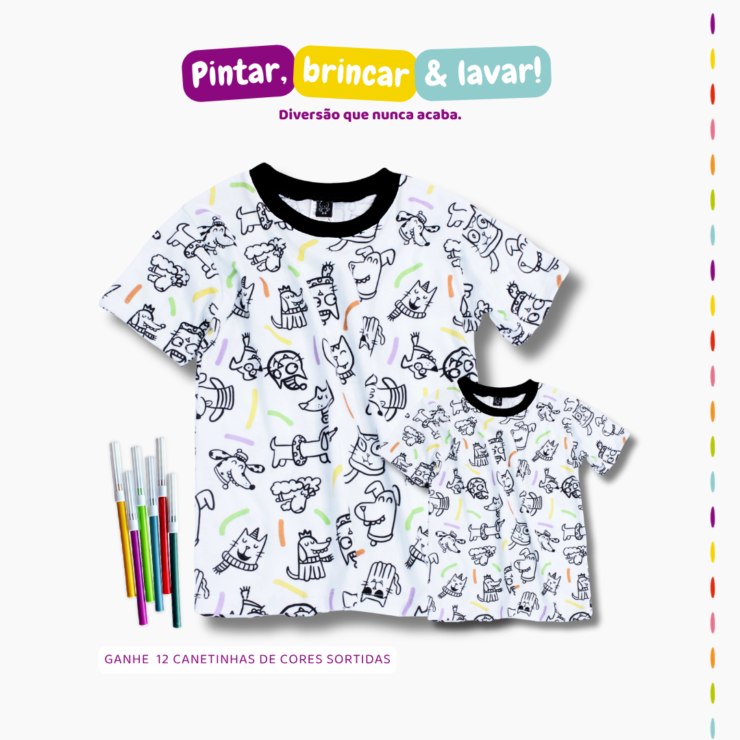 Kit Camisetas Pets Adulto + Infantil