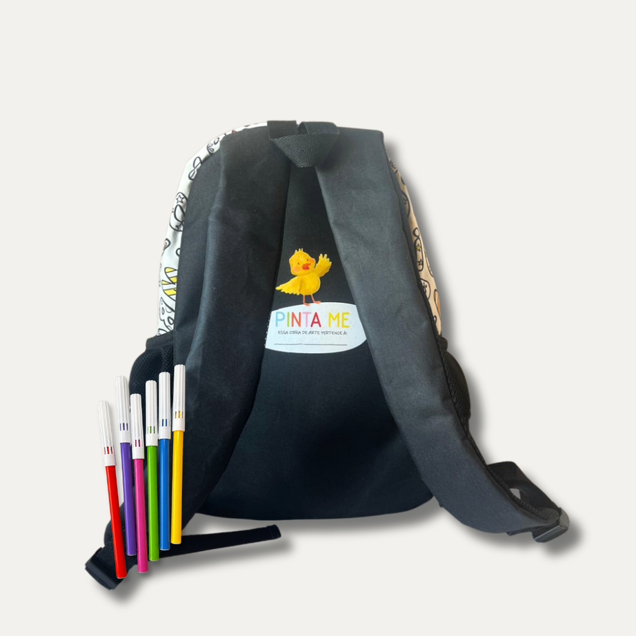 Mochila Infantil para Colorir  Alfabeto da PINTA + 6 canetinhas