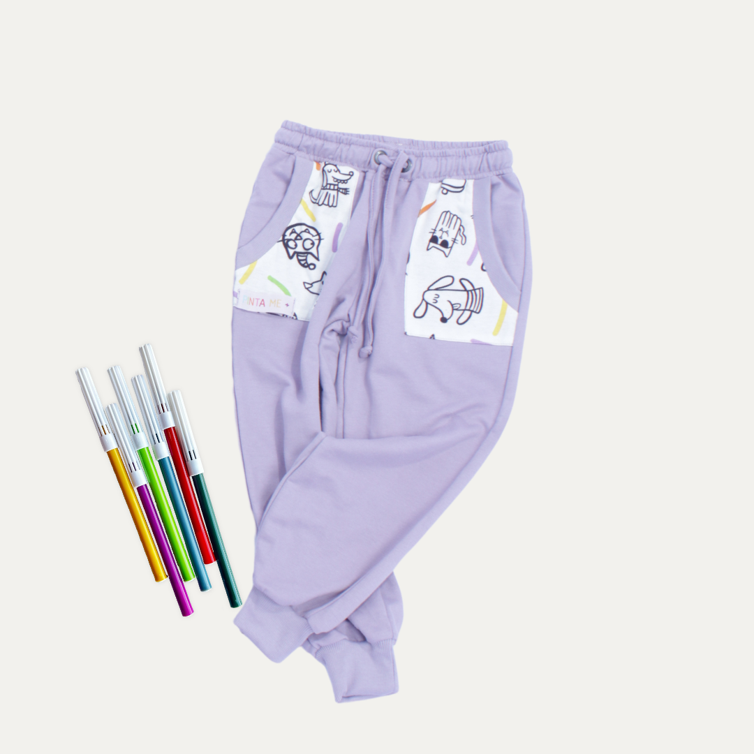 Calça Bolso Infantil para Colorir PETS + 6 canetinhas