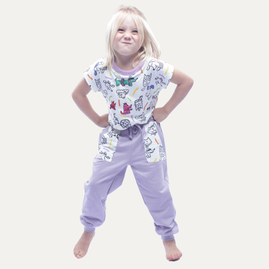 Calça Bolso Infantil para Colorir PETS + 6 canetinhas