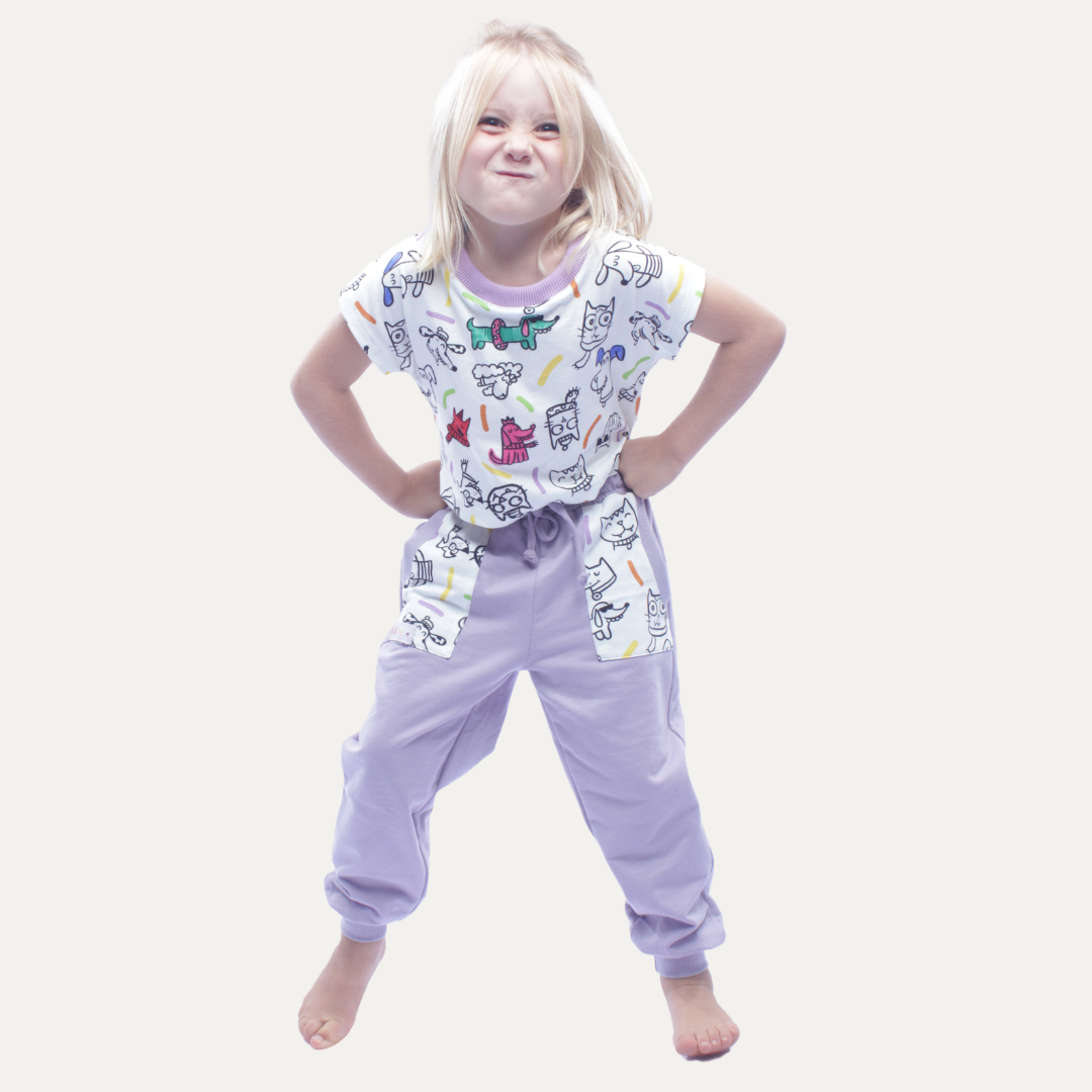 Calça Bolso Infantil para Colorir PETS + 6 canetinhas