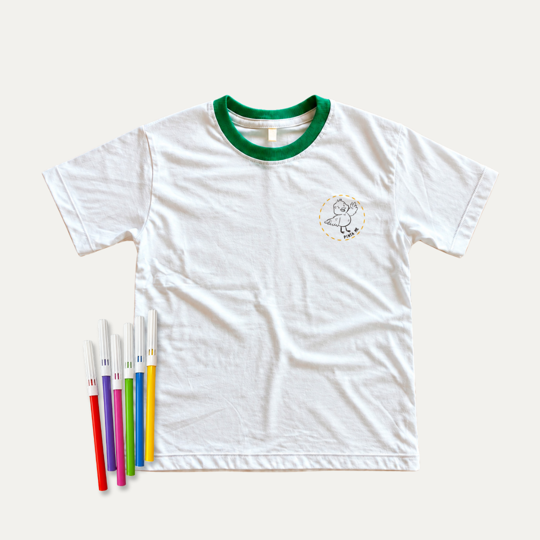 Camiseta Infantil VIRA! Sorvete para Colorir + 6 Canetinhas