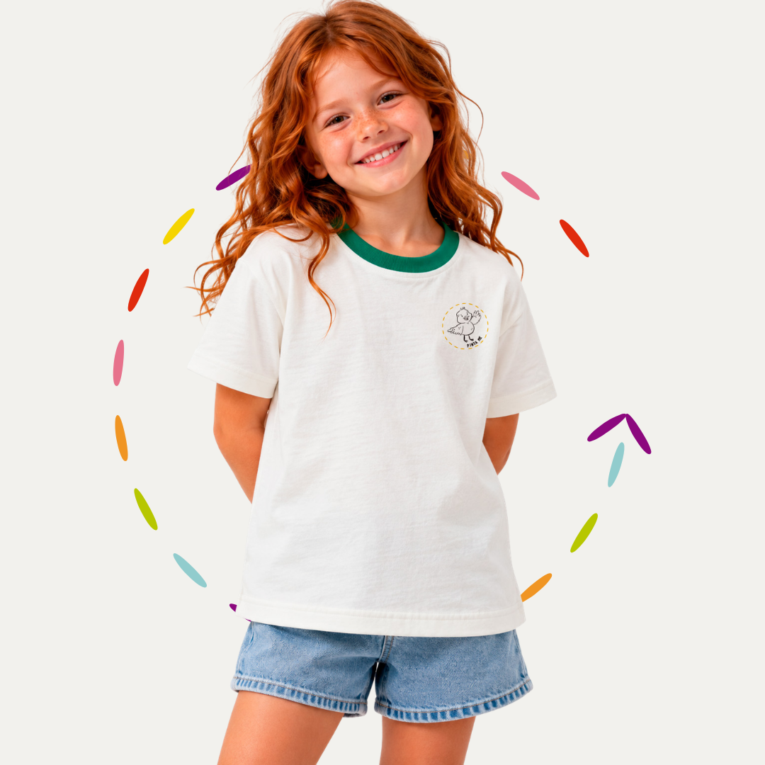 Camiseta Infantil VIRA! Sorvete para Colorir + 6 Canetinhas