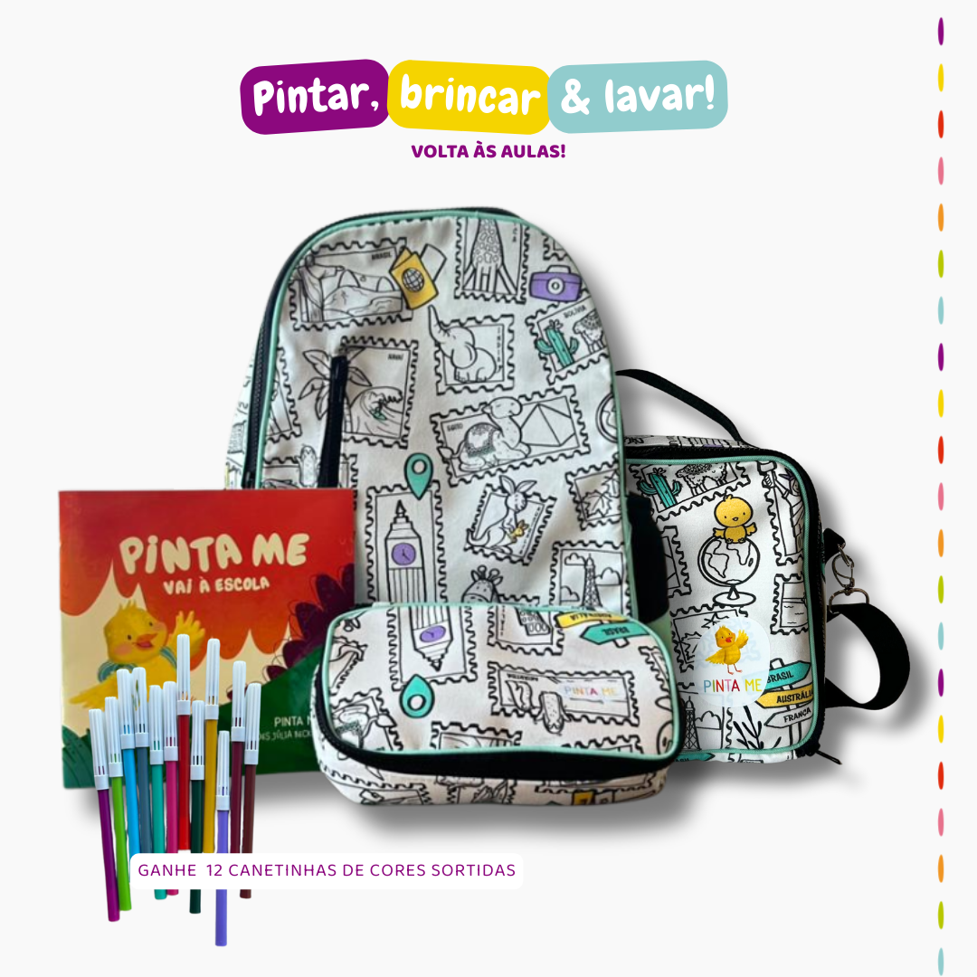 Kit Conjunto Escolar Viagem Colorida