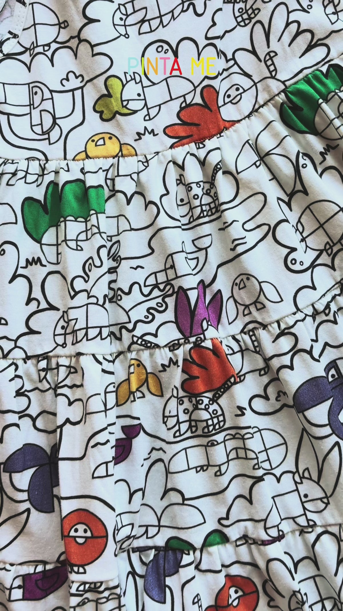 Vestido Infantil para Colorir Tangram + 12 canetinhas